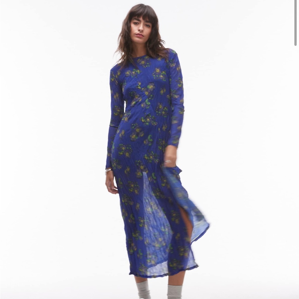 NWOT Topshop Floral Crinkle Dress